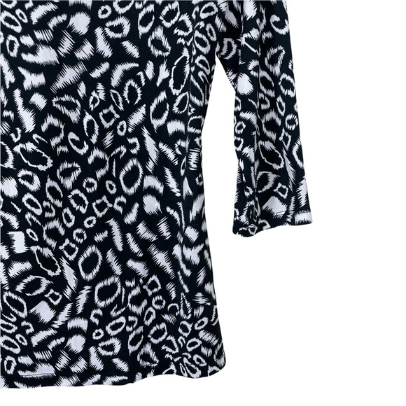 NWT Carrè Noir Quarter-Zip Pull-Over Cheetah Black White Spandex 3/4-Sleeve S/P - Picture 15 of 16